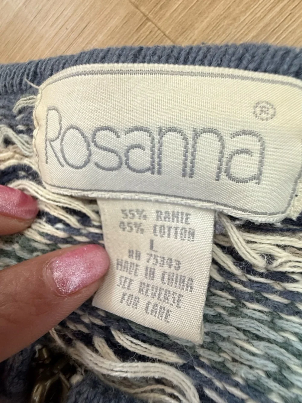 Vintage Rosanna Nordic Fair Isle Zip-Front Cardigan Sweater Size Large - Picture 4 of 5